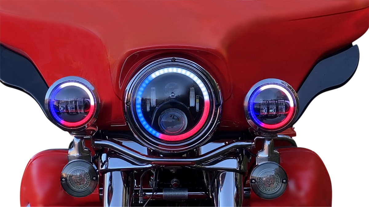 Custom Dynamics - 1994-2013 Harley Davidson - ProGLow 7" LED Headlamp w/  Mounting Ring
