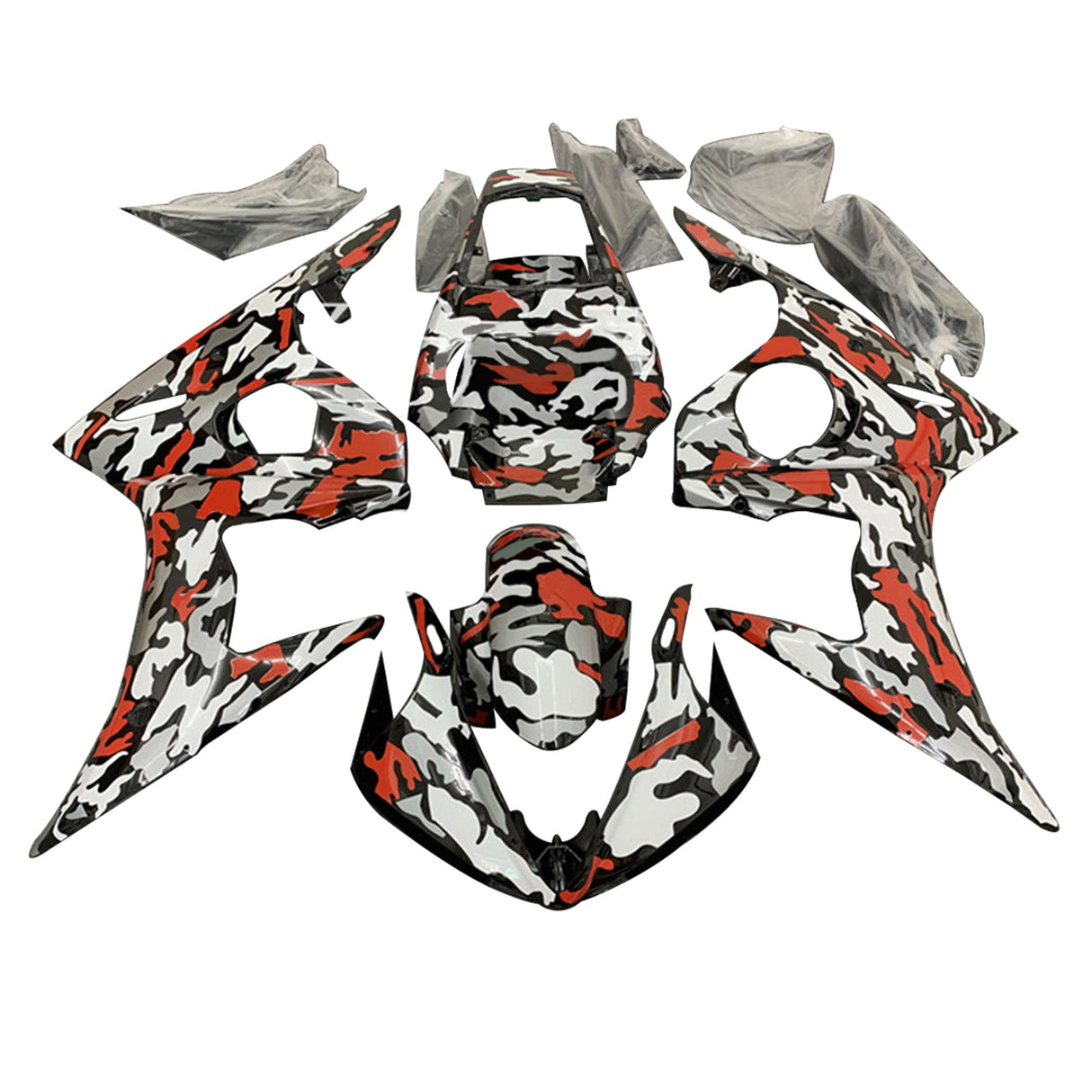 Yamaha YZF 600 R6 2003-2004 R6S 2006-2009 Camouflage Red Fairing Kit