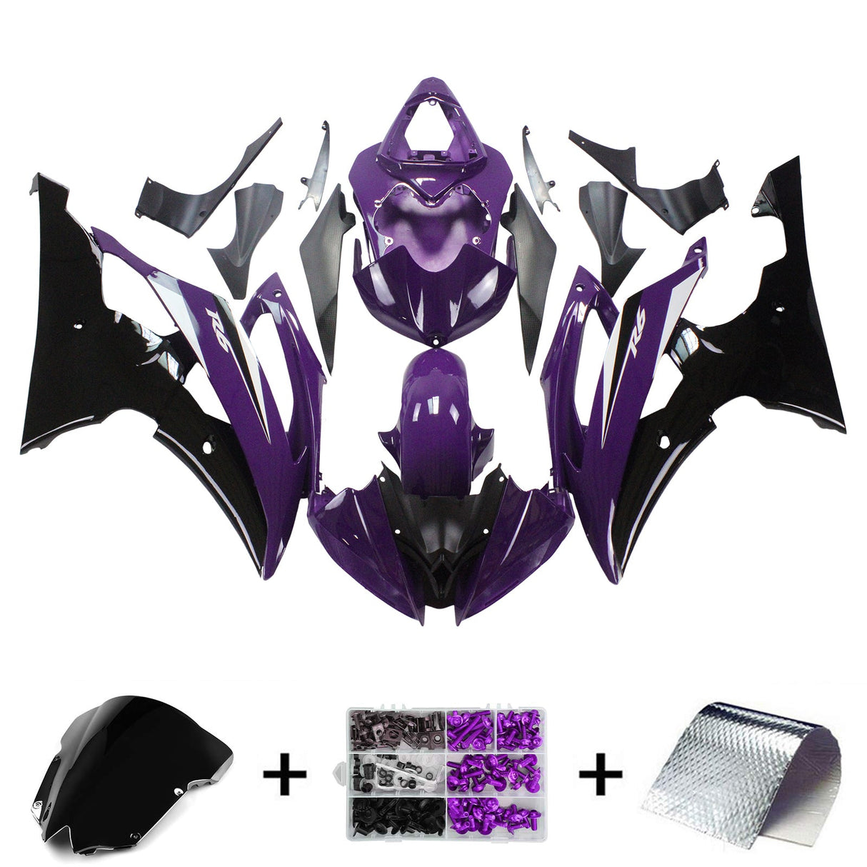 2008-2016 YZF 600 R6 Yamaha Purple&Black Fairing Kit