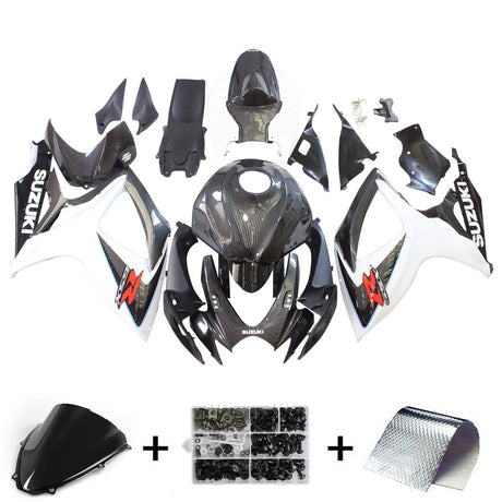 Amotopart 2006-2007 SUZUKI GSXR 600/750 K6 Carbon Fiber Black&White Fairing Kit