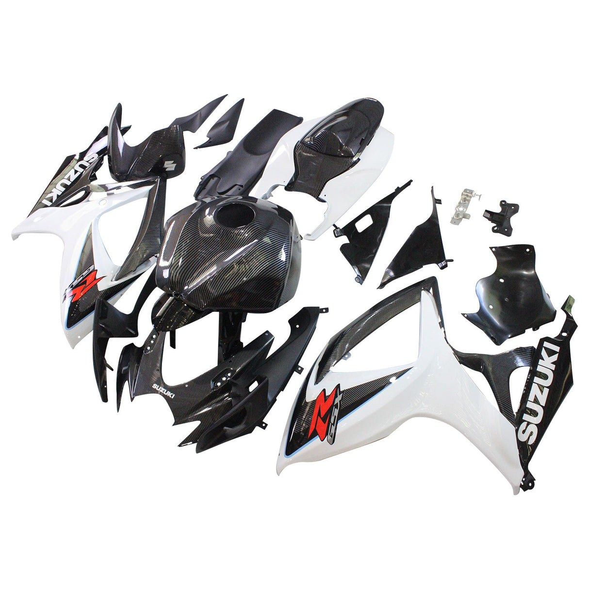 Amotopart 2006-2007 SUZUKI GSXR 600/750 K6 Carbon Fiber Black&White Fairing Kit