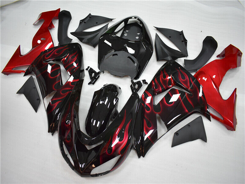 2006-2007 Kawasaki ZX10R Fairing Red Flame Kit