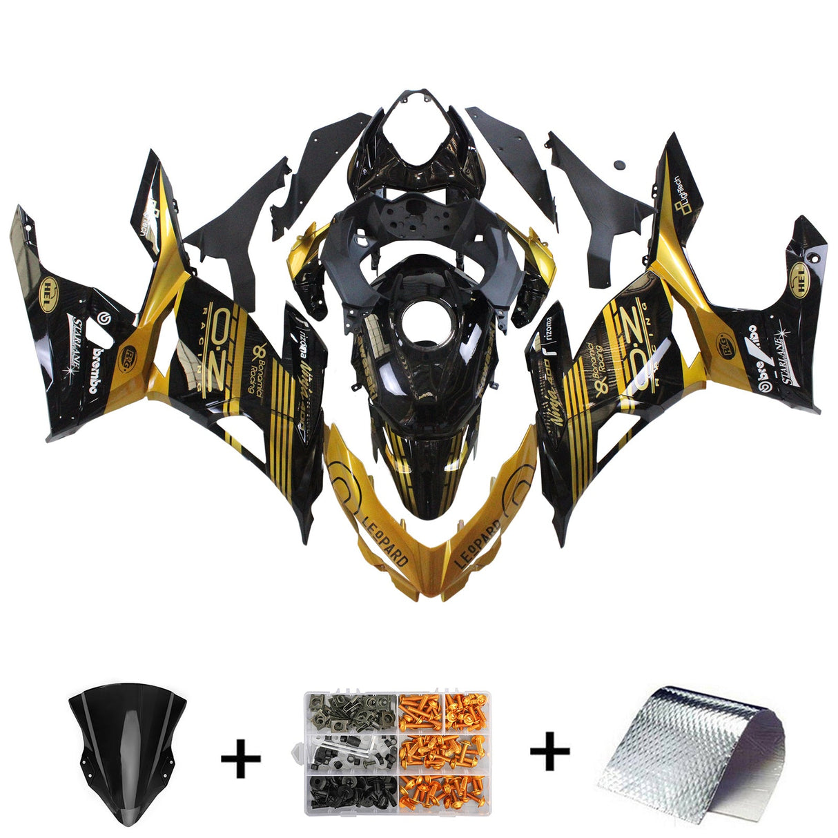 2018-2024 Kawasaki EX400/Ninja400 Black Golden Fairing Kit