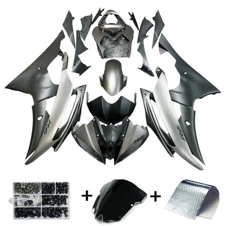 Amotopart 2008-2016 Yamaha YZF-R6 Fairing Gray Black Fairing Kit