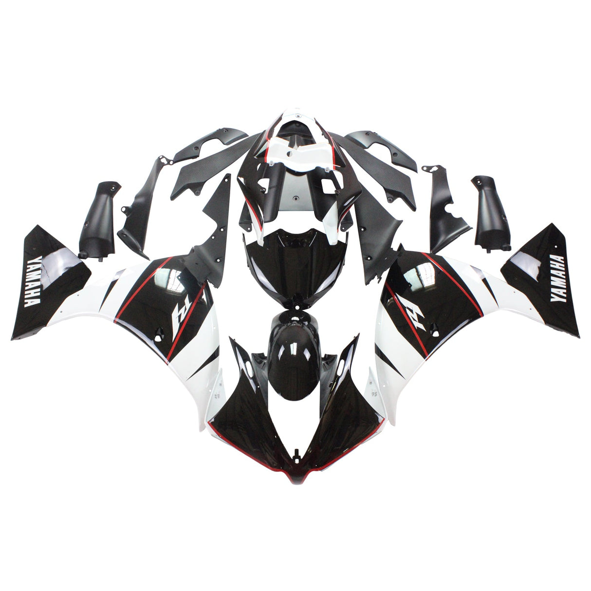 Yamaha 2012-2014 YZF 1000 R1 Black White Fairing Kit