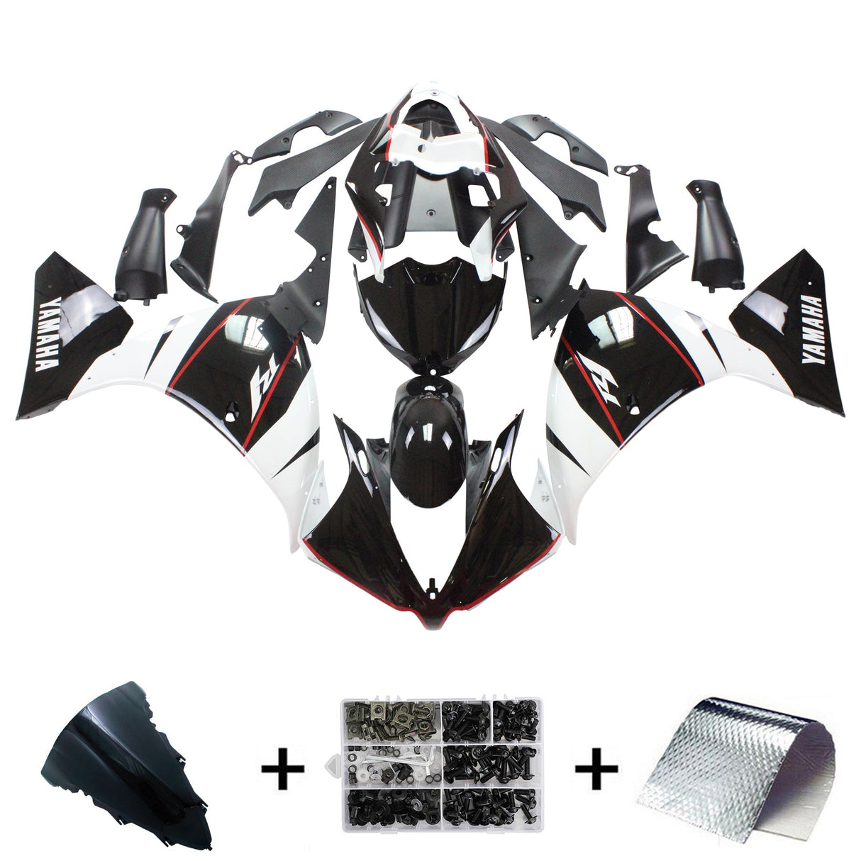 Yamaha 2012-2014 YZF 1000 R1 Black White Fairing Kit