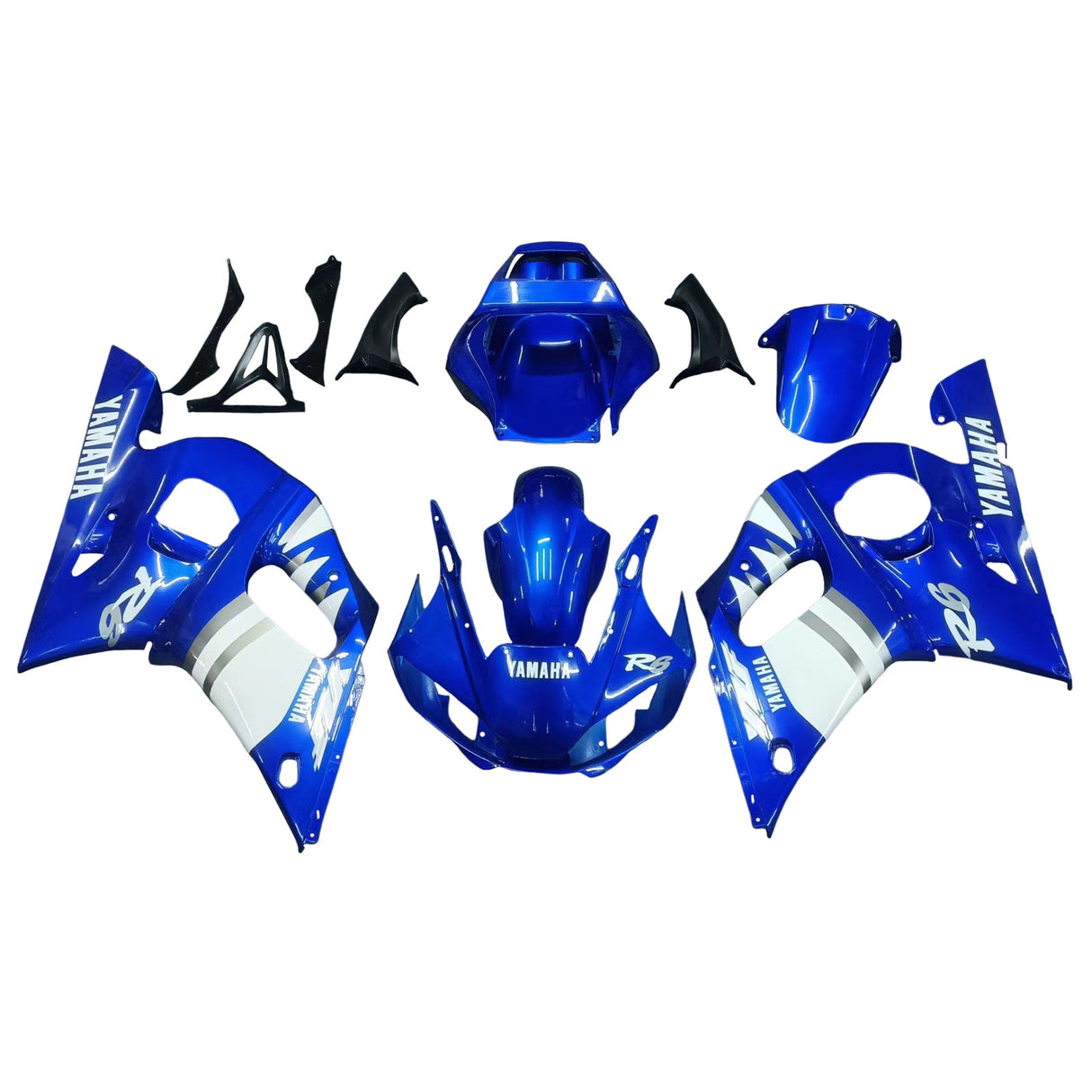 1998-2002 Yamaha YZF 600 R6 Blue Mix White Fairing Kit