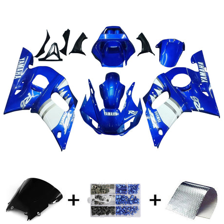 1998-2002 Yamaha YZF 600 R6 Blue Mix White Fairing Kit