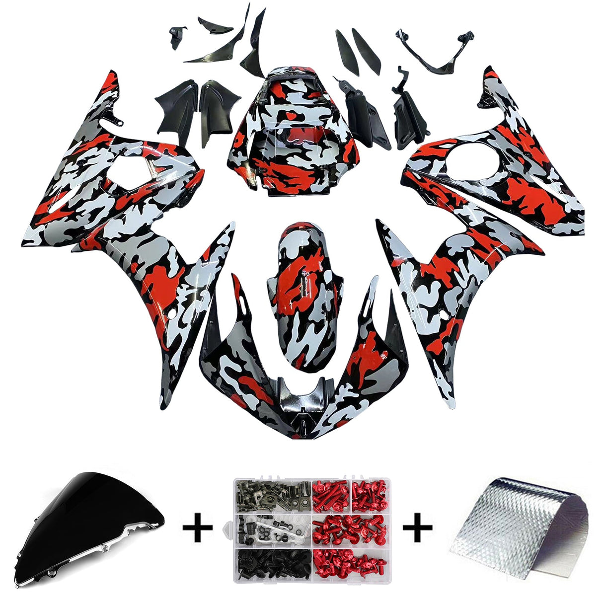 Yamaha YZF 600 R6 2003-2004 R6S 2006-2009 Camouflage Red Fairing Kit