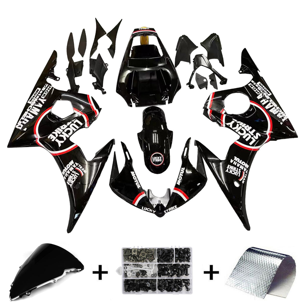 Yamaha 2003-2004 YZF 600 R6 & 2006-2009 YZF R6S Black Fairing Kit