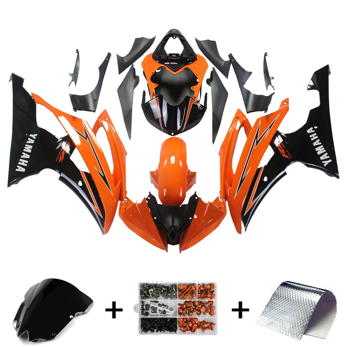 2008-2016 Yamaha YZF 600 R6 Orange Black Fairing Kit