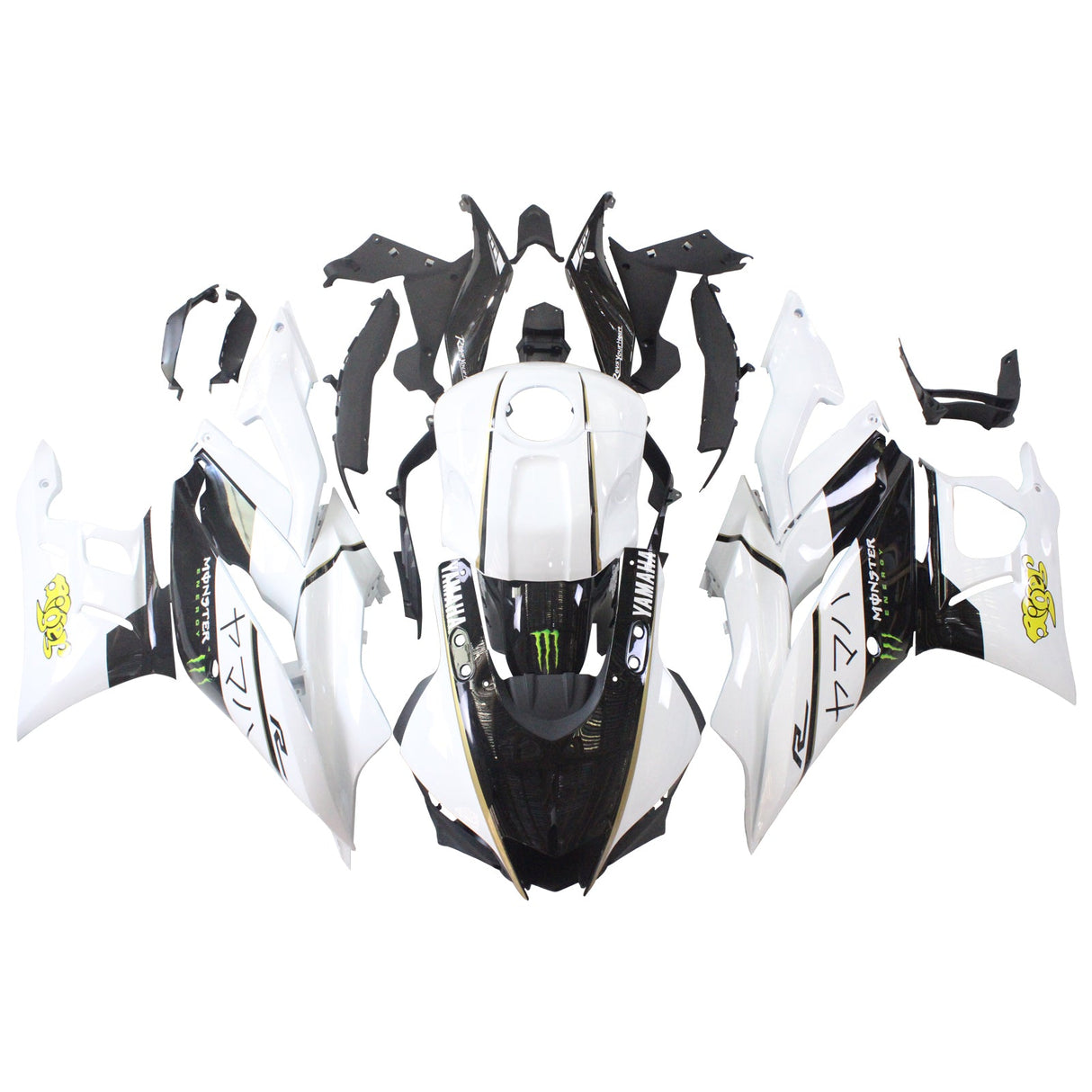 2019-2021 Yamaha YZF R3/YZF R25 Black White Fairing Kit