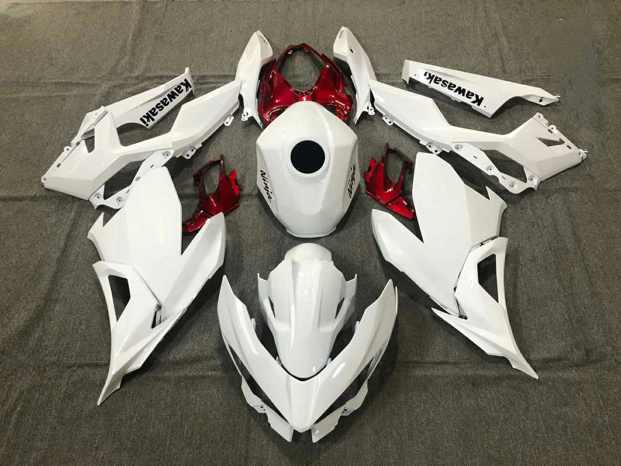 Amotopart Kawasaki EX400/Ninja400 2018-2023 White Red Fairing Kit