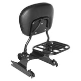 HogWorks - Black Sissy Bar Backrest & Luggage Rack for Harley® Softail / Fatboy / Night Train