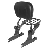 HogWorks - Black Sissy Bar Backrest & Luggage Rack for Harley® Softail / Fatboy / Night Train