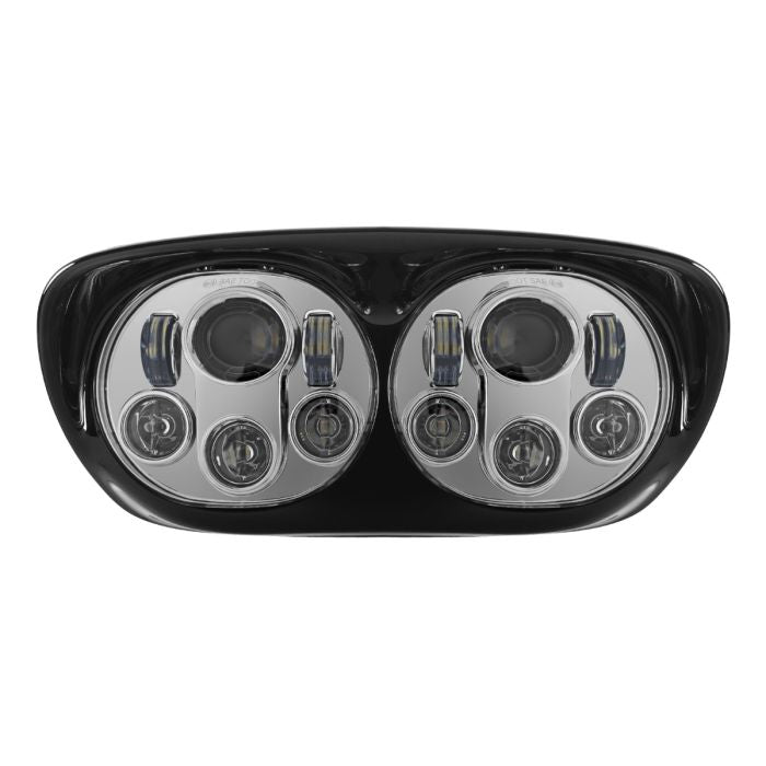 HogWorkz - LED Dual Chrome Headlights For Harley Road Glide 1998-2013