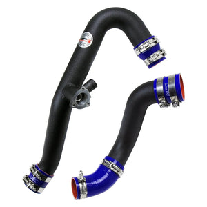 2015-2022 Ford Mustang Ecoboost | HPS Black Intercooler Hot Charge Pipe and Cold Side with Blue Hoses